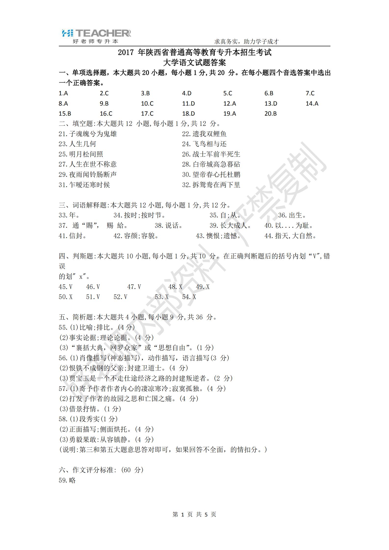 深度解析2017年陕西专升本真题